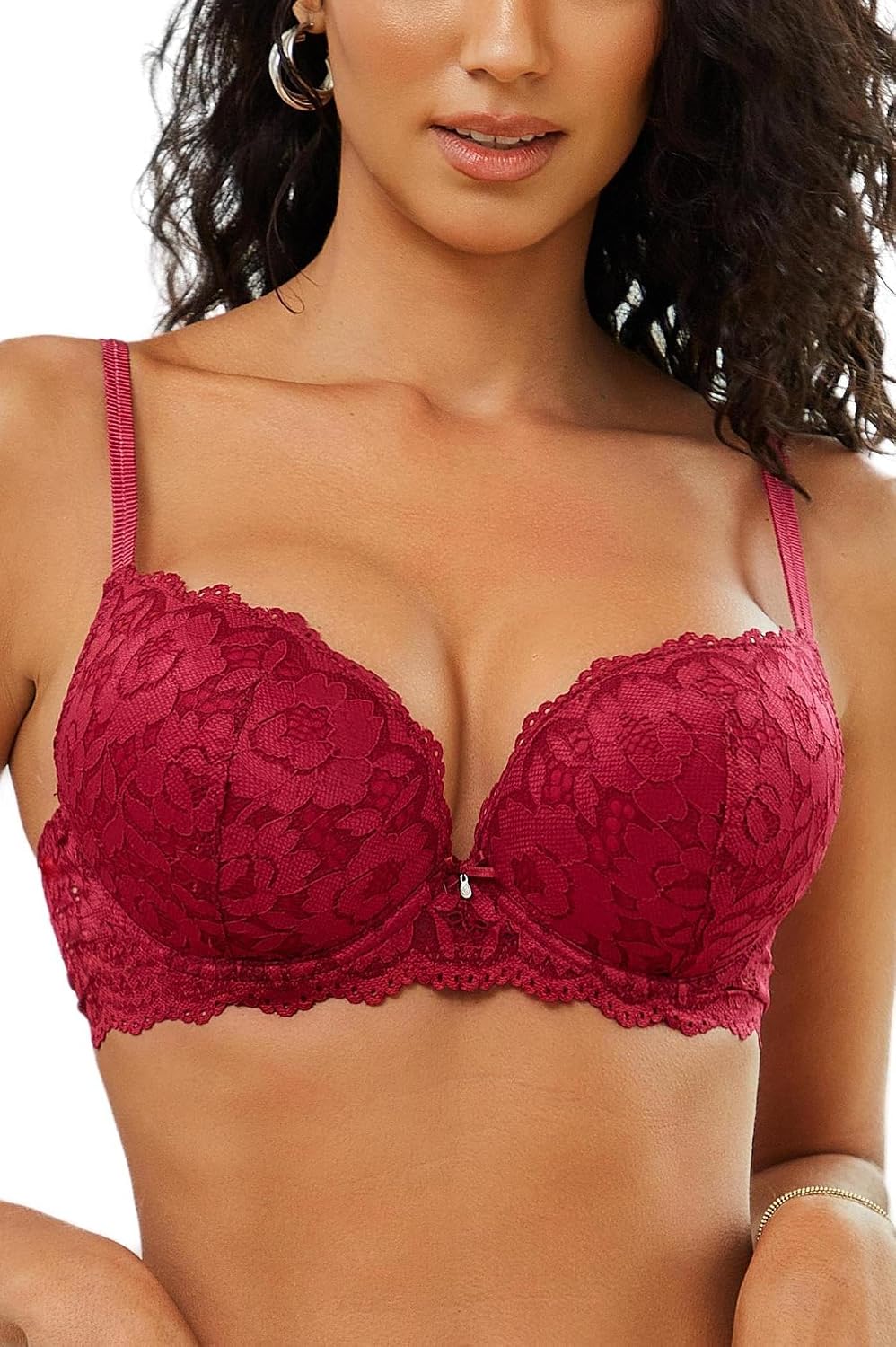 Push Up Bras for Women Add 2 Cups Sexy Lace Cleavage Extra Padded Plunge Bra Underwire