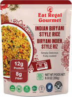Eat Regal Gourmet Indian Biryani Style Rice, 8.8 oz, Pack of 6, Fully Cooked, Kosher, Halal, 12g Protein