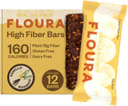 Floura Vanilla Rooibos Fruit-Forward Fiber Bars– High Fiber, Vegan, Gluten & Dairy Free, Low Calorie Healthy Snack Bars with Upcycled Produce for Gut Health [12 Pack]