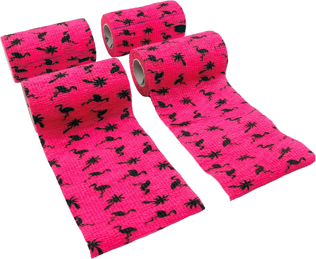 SyrFlex Cohesive Bandage 4” Pink Flamingo 4pk