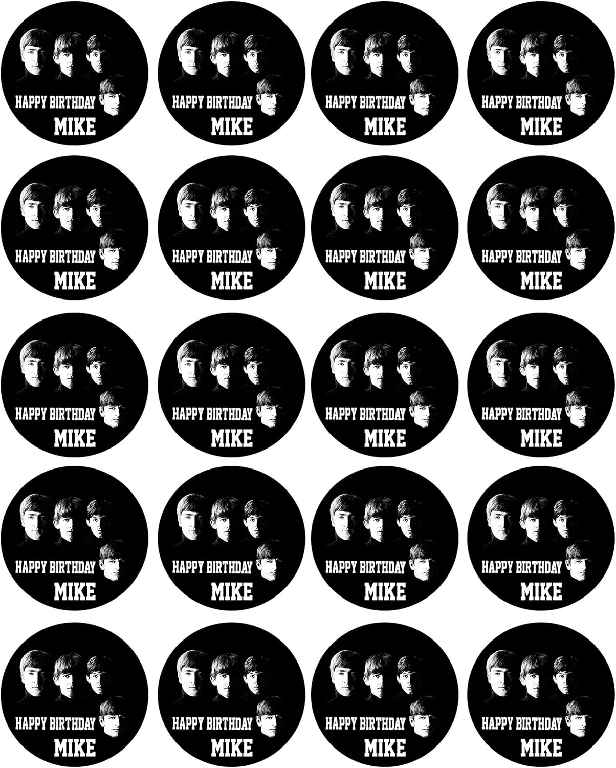 Beatles - Edible Cupcake Toppers - 1.8" cupcake (20 pieces/sheet)