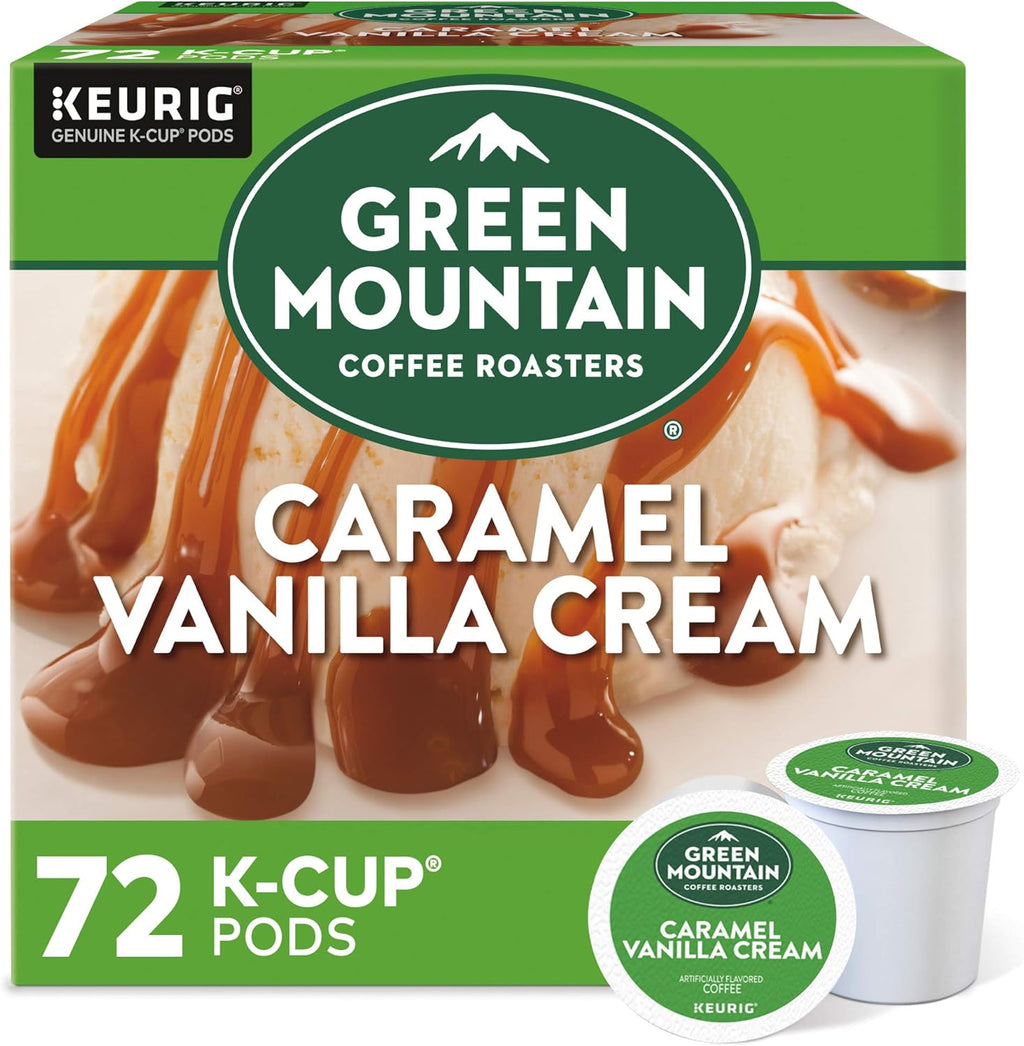 Green Mountain Coffee Roasters Caramel Vanilla Cream Keurig Single-Serve K-Cup pods, Light Roast Coffee, 72 Count