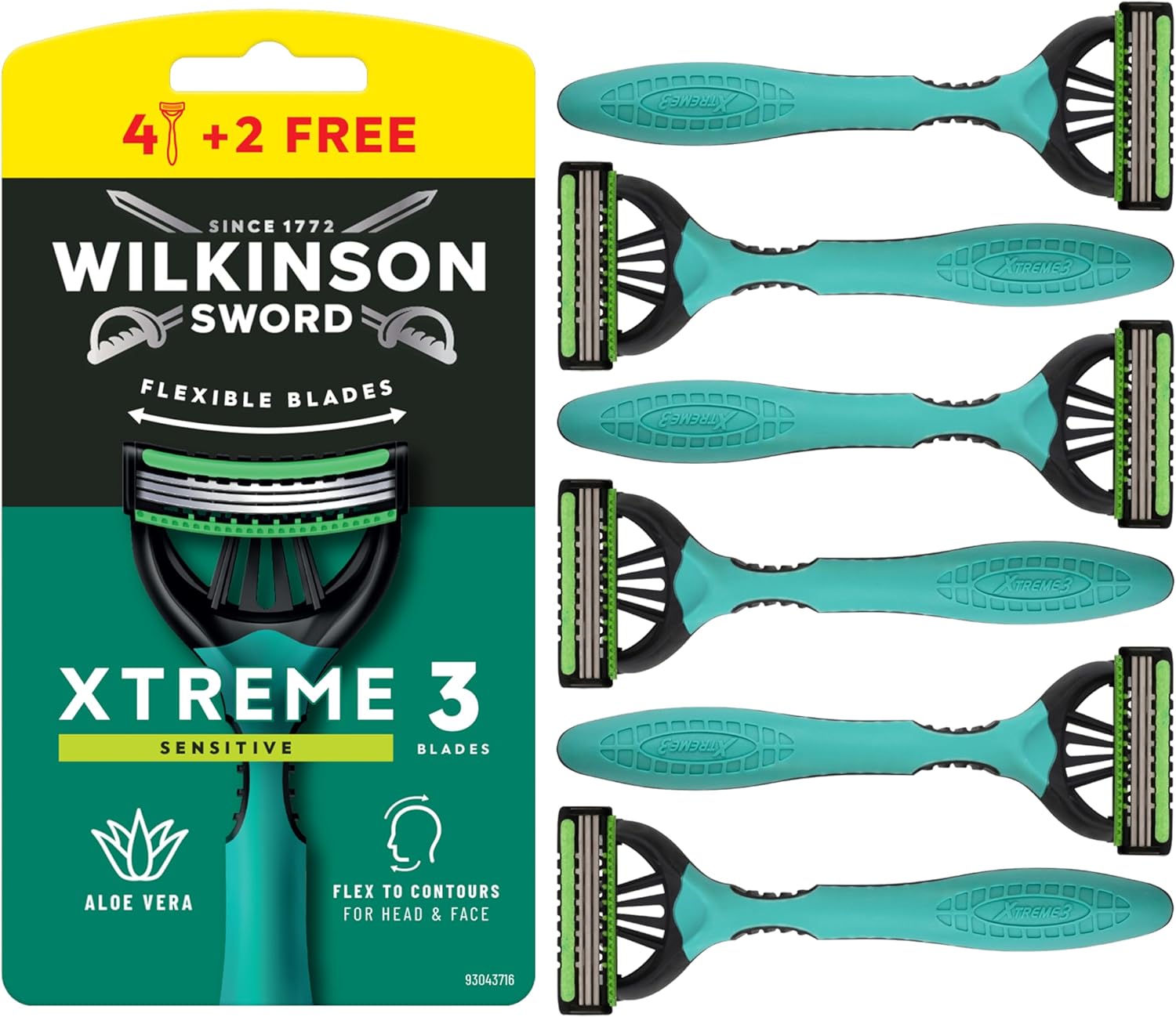 Wilkinson Sword Xtreme 3 Sensitive Disposable Razor for Men 4+2