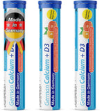 German Calcium + Vitamin D Drink Effervescent Tablets 60 Servings Orange-Grapefruit Flavour - 500 mg Calcium, 2,5 μg Vitamin D3 - T&D Pharma – Made in Germany