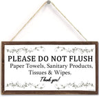 TOMATO FANQIE Warning Sign- Please Do Not Flush Paper Towels, Sanitary Products, Tissues & Wipes Vintage Style Sign/Plaque 5 X 10 inch (US-G031)