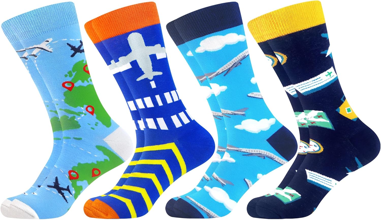 WeciBor Men's Funny Novelty Crew Socks, Cotton Casual Dress Socks Multi Pack with Fun Colorful Patterns, Size 7-15