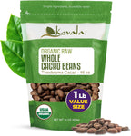 Kevala Organic Cacao Beans - Sun Dried Natural Beans for Brewing, Sugar Free Base for Homemade Chocolate, Nutritious Addition to Breakfasts and Drinks, Vegan Option with No Additives, 1 lb, 16 oz