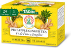 Tadin Pineapple Ginger Tea, Herbal Tea, Caffeine Free Tea, 24 Tea Bags Per Box, Pack of 6