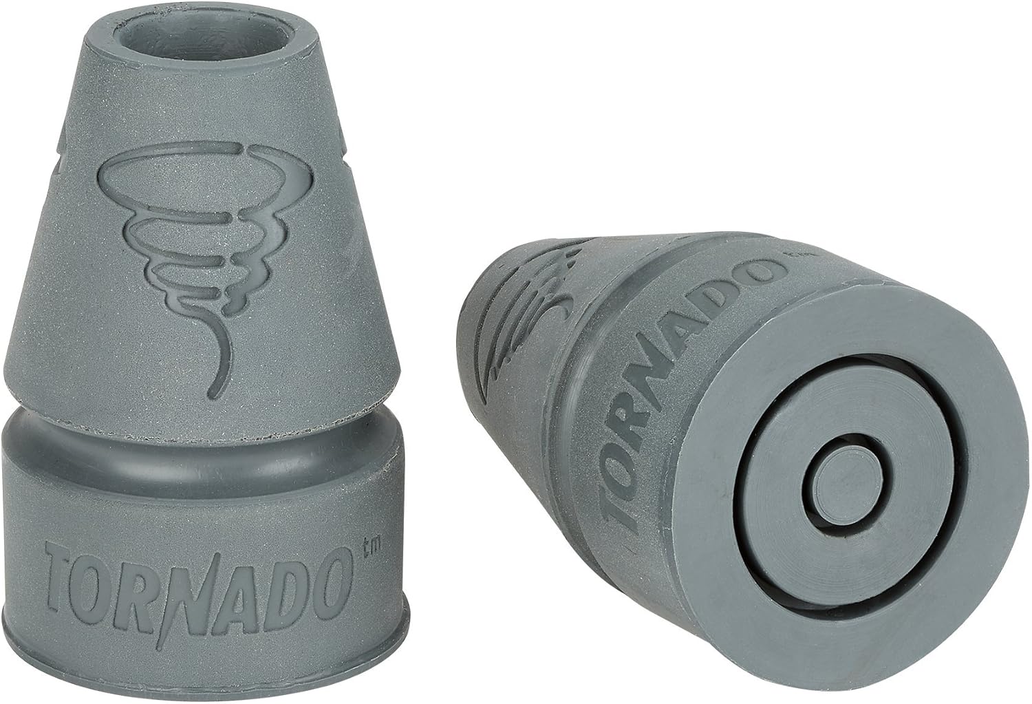 Tornado SB (Solid Body) Cane & Crutch Tips, Fits Shafts of 3/4 to 1 inch, Gray, Pair