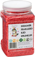 Sweet Eva’s SHIMMER PEARLIZED RED SPRINKLES- Jimmies, Cupcakes,Cookies,Cakes Decorating, Topper, Bulk Candy,Dairy Free, Nut Free, Gluten Free, Soy Free, Vegan, Egg Free, Kosher, Large, 1.5 Pound