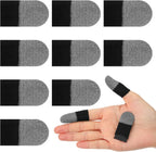 10 Pcs Silver Fiber Gaming Finger Sleeves, Finger Cots Anti Sweat Touch Screen Gloves Thumb Protector Compatible with All Touchscreen Devices, Black
