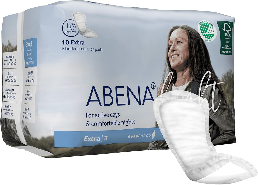 Abena Light Premium Incontinence Pads, (Sizes 0 To 4A) Size 3, 10 Count