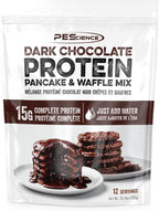 PEScience Protein Pancake Mix for Protein Waffles and Pancakes, Just Add Water, Whey and Casein Blend, Amazing Taste and Fluffy Texture - Dark Chocolate, 12 Servings