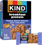 KIND Breakfast Protein Bars, Peanut Butter Banana Dark Chocolate, Gluten Free, Low Sodium, Healthy Snacks, 8g Protein, 6 Count (6 Packs of 2 Bars)