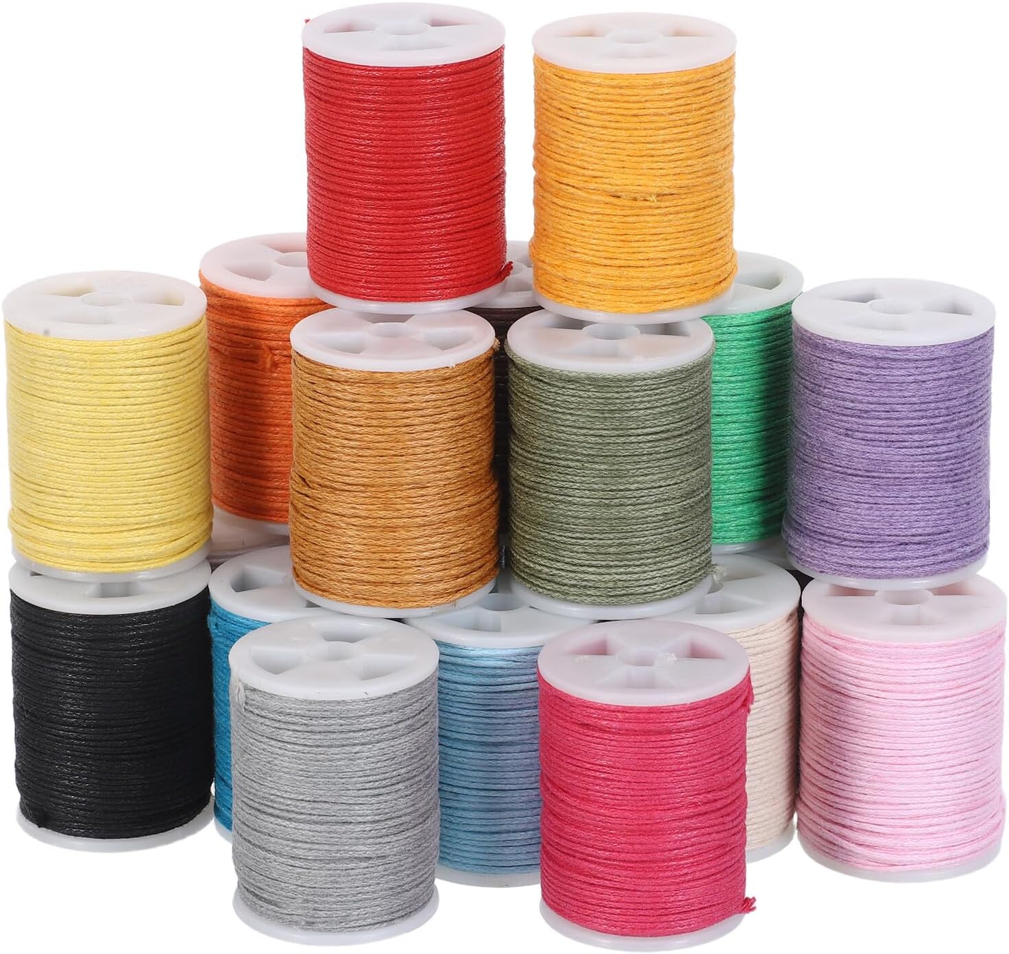 FOMIYES 20 Rolls Waxed Polyester Sewing Thread 1mm Braided Cord for Jewelry Making Beading Crafts DIY Bracelet Necklace 10 Meters Each, 20pcs