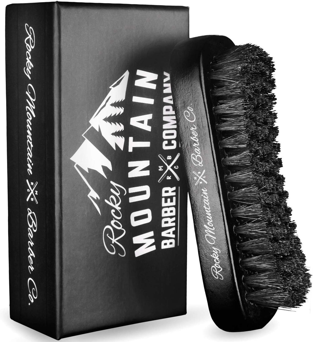 Men's Hair Brush- 100% Pure Black Boar Hair Natural Bristle for Beard, Moustache - Firm Military Style with Handmade Wood Handle – No Snags, No Scratch, Gentle Bristle – Use with Beard Oil
