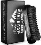 Men's Hair Brush- 100% Pure Black Boar Hair Natural Bristle for Beard, Moustache - Firm Military Style with Handmade Wood Handle – No Snags, No Scratch, Gentle Bristle – Use with Beard Oil