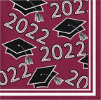 Creative Converting Class of 2022 Burgundy Red Beverage Napkins, 5"