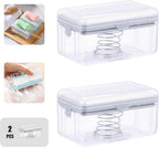 Multifunctional Soap Box,Foam Dispenser with Roller/Drain Holes,Spring Foaming Soap Bar Holder/Container/Dish/Case/Container,Family Countertop Handwashing Gadget for Bathroom/Kitchen/Shower/Bath(2pcs)