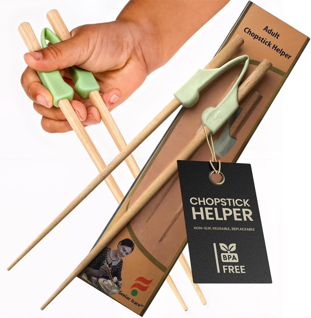 Senior ICare Chopstick Helper - Training Chopsticks for Adults, Beginners, Trainers or Learners, Right or Left Handed - Non-Slip, Reusable, Replaceable