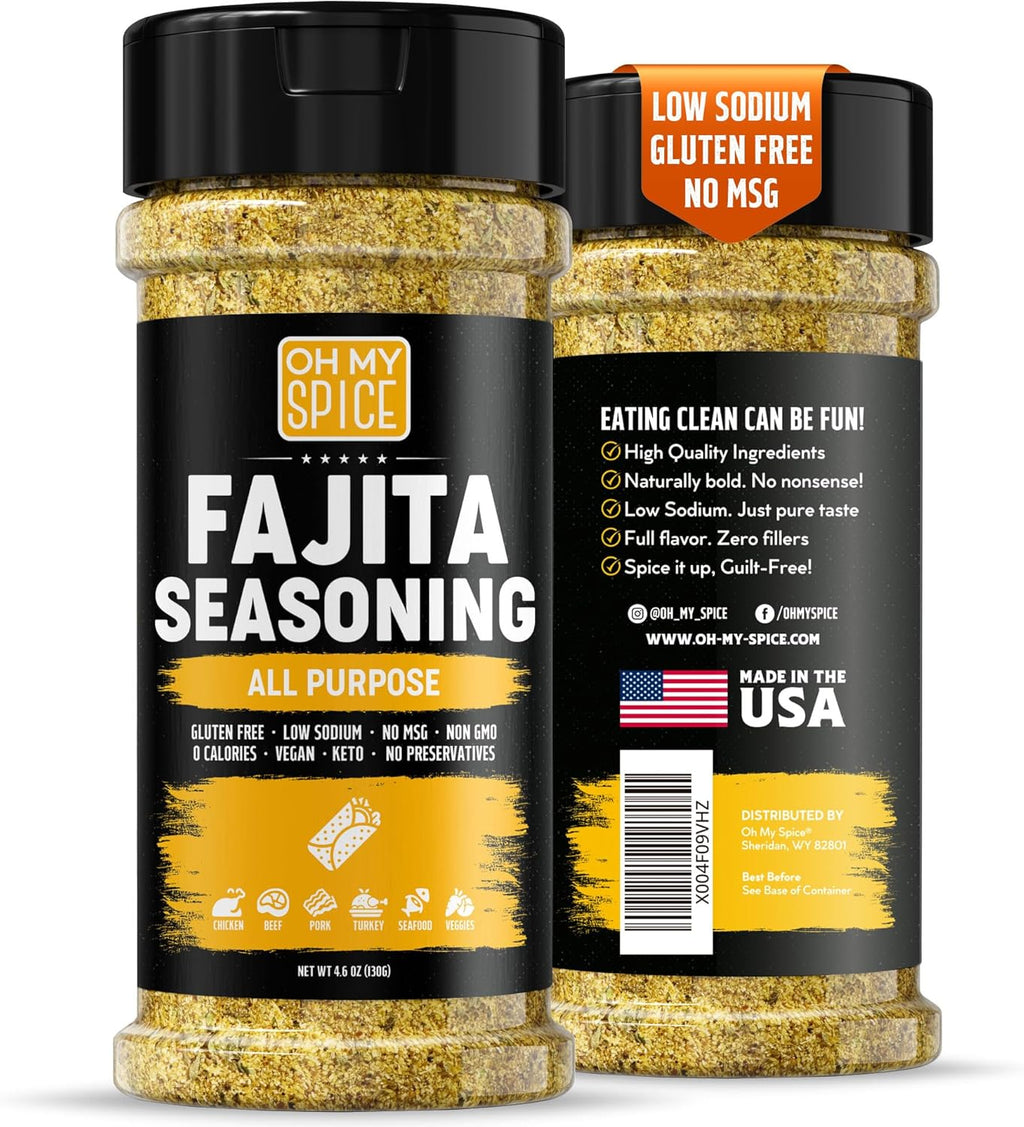 Fajita Seasoning Mix All Purpose Seasoning - Gluten Free & Low Sodium Mexican Seasonings Blend for Meat, Vegetables, Steak & Chicken. Taco Mix Spice. Everything Fajitas Seasonings Mix Spices. 4.6oz