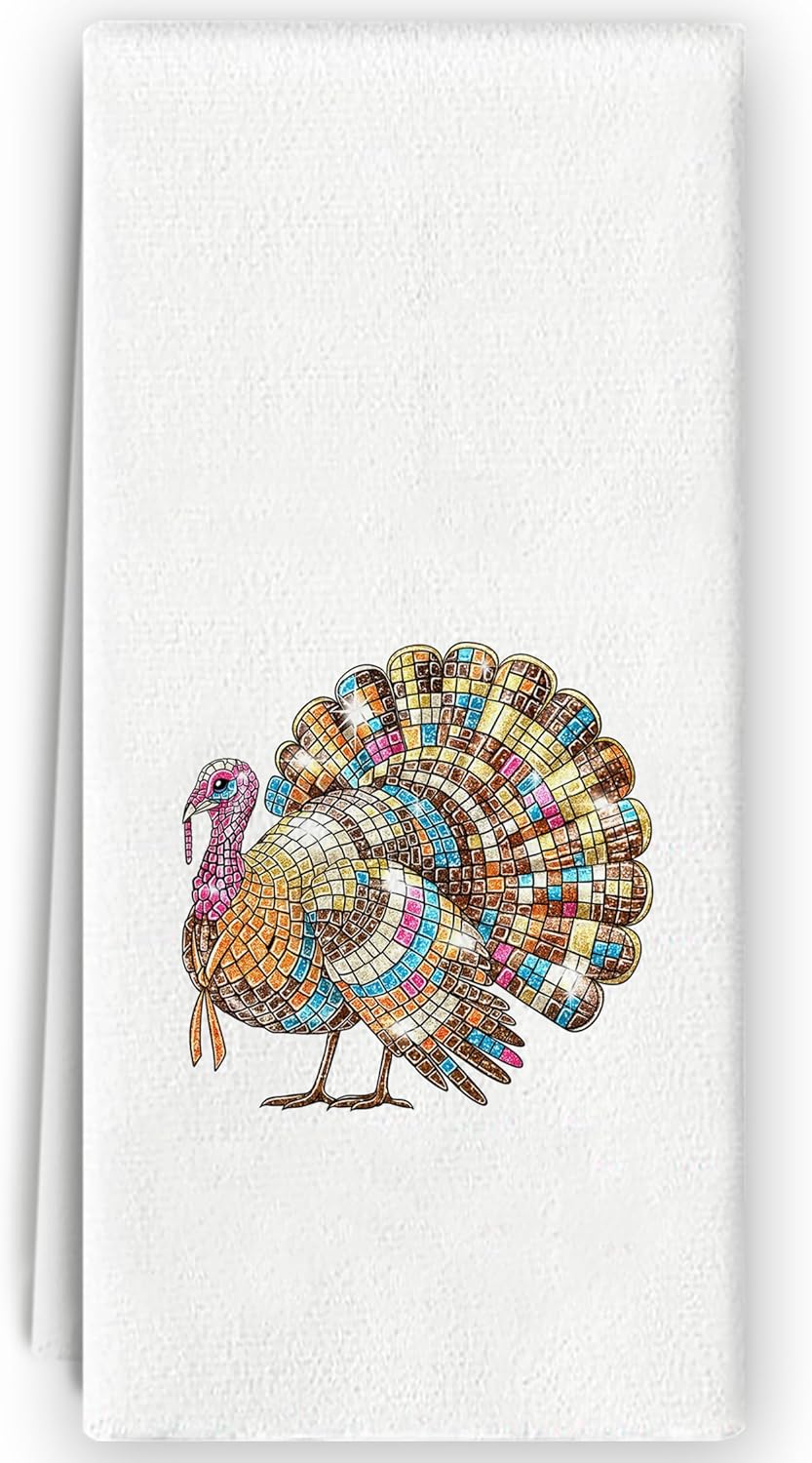 Turkey Thanksgiving Gifts Kitchen Towels - Turkey Thanksgiving Decor, Preppy Trendy Turkey Hand Towels Dish Towels for Kitchen Bathroom, 16x24 Inch