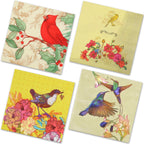 40 pack 4 Styles 6.5 In Cute Bird Decoupage Paper Napkins，Beautiful Cocktail Napkins for Mother's Day, Fall, All Seasons - Decorative Chickadee Design
