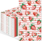 100PCS Strawberry Paper Napkins 3 Ply Disposable Hand Towels for Bathroom Summer Red Berry Guest Napkins Decorative Strawberry Striped Dinner Napkins for Berry Sweet Baby Shower Birthday Party