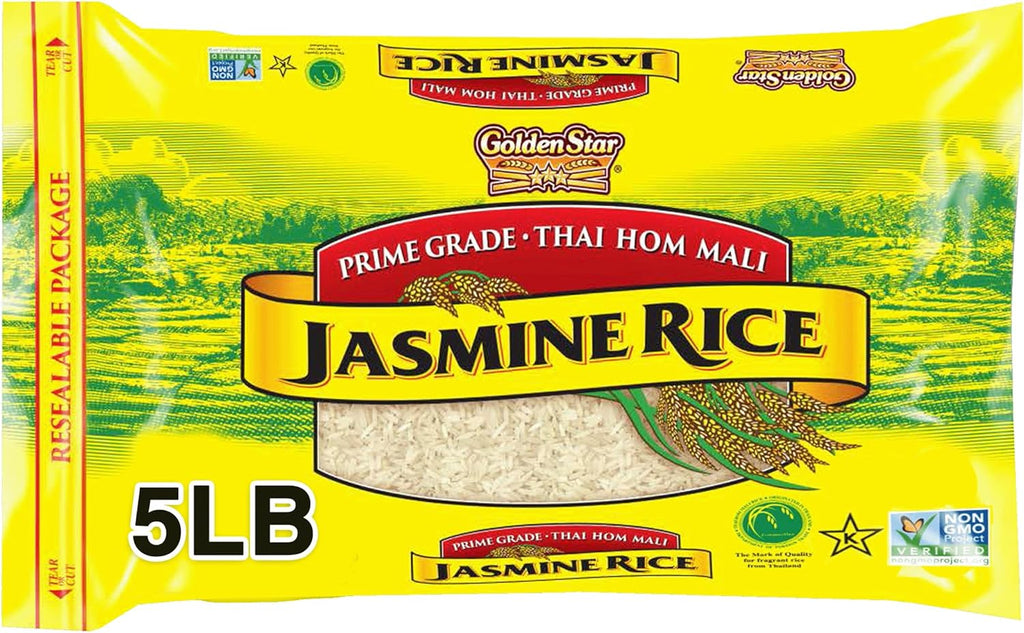 Golden Star Thai Hom Mali Jasmine Rice - Prime Grade White Rice, 5 lb