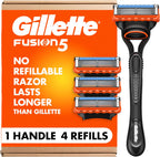 Gillette Fusion5 Razors for Men, 1 Razor, 4 Blade Refills, Lubrastrip for a More Comfortable Shave
