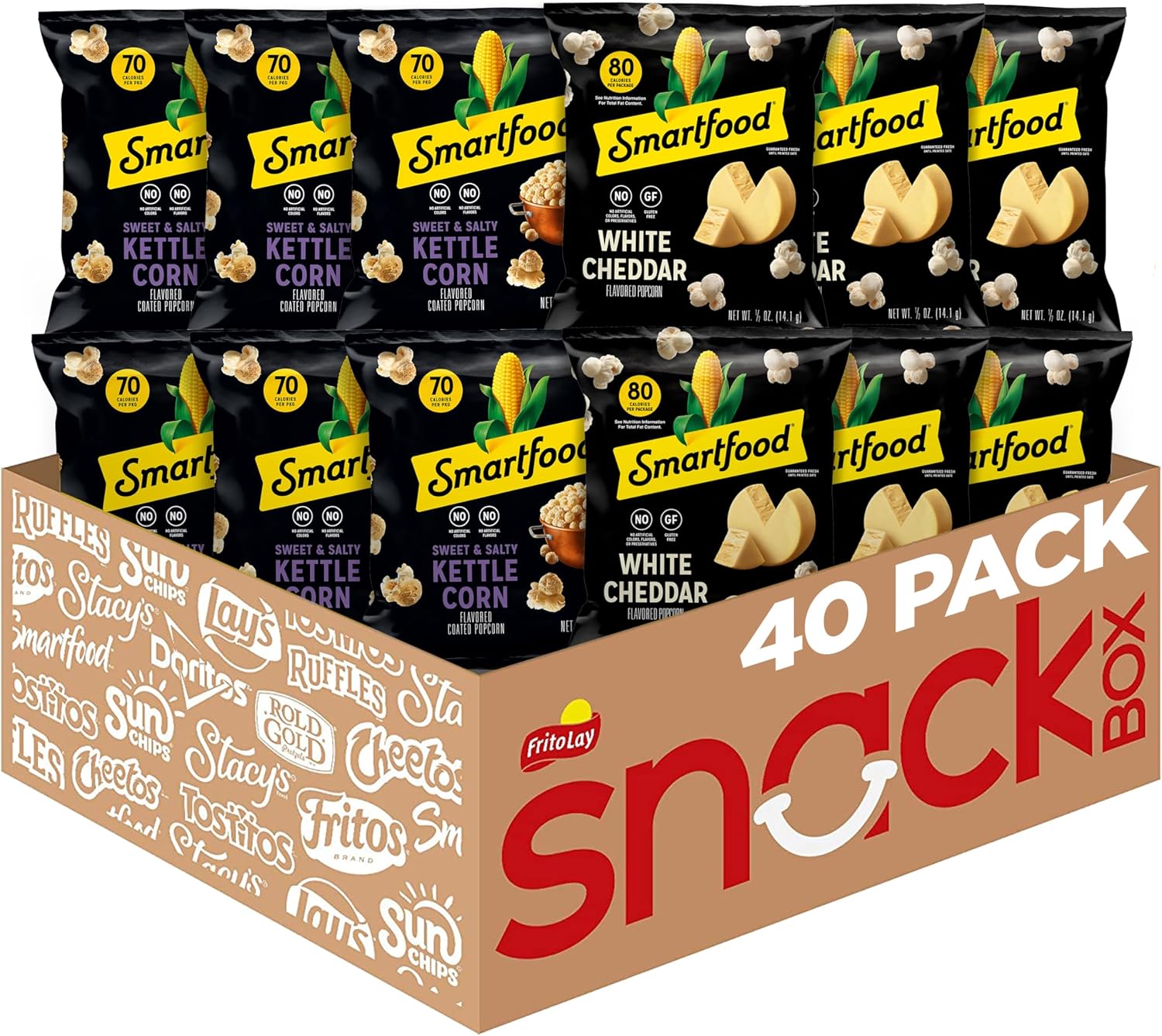 Smartfood Popcorn, Variety Pack, 0.5 Ounce (Pack of 40)