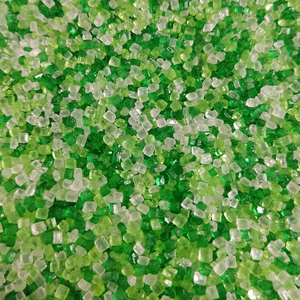 Green and White Sugar Sprinkles, Edible Crystal Rock Sugar for Baking, Cupcakes Topper, Cookies Cake Decorating, Ice Cream Topping, Birthday Party St. Patrick's Day Christmas Supplies