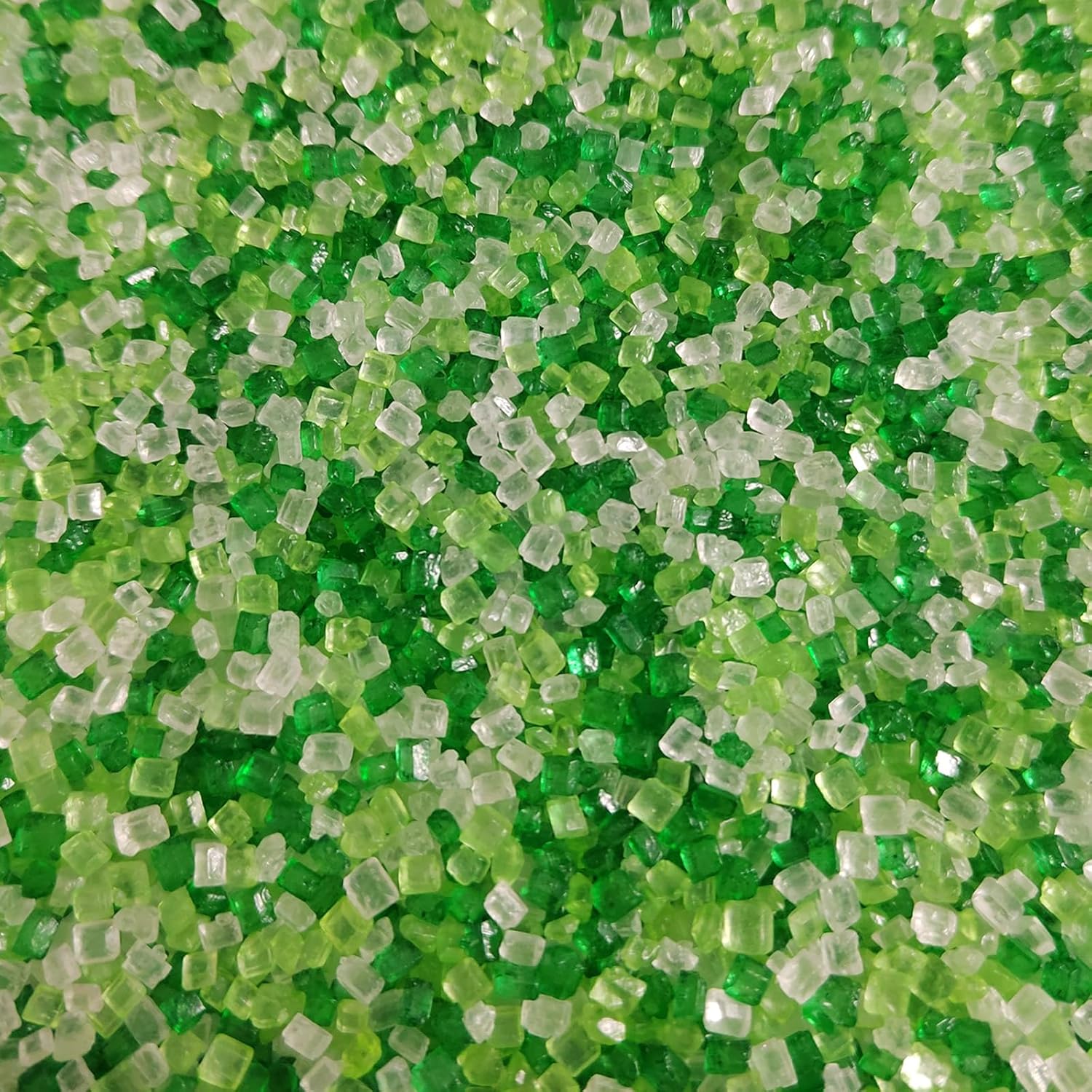 Green and White Sugar Sprinkles, Edible Crystal Rock Sugar for Baking, Cupcakes Topper, Cookies Cake Decorating, Ice Cream Topping, Birthday Party St. Patrick's Day Christmas Supplies