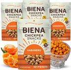BIENA Chickpea Snacks - Crunchy Roasted Chickpeas - High Fiber Vegan Protein Snacks for Adults and Kids - 4-Pack, 5 Ounce - Habanero