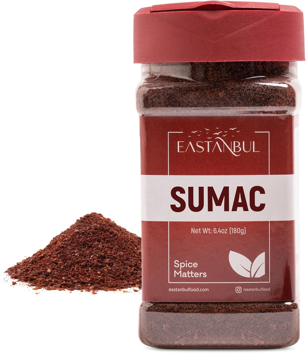 Eastanbul Sumac Spice, 6.4oz, Ground Sumac, Fresh Farm Turkish Spice Seasoning for Mediterranean Dishes & Middle Eastern Dishes, Spicely Powder for Turkish Seasoning Blend like Zaatar, Vegan