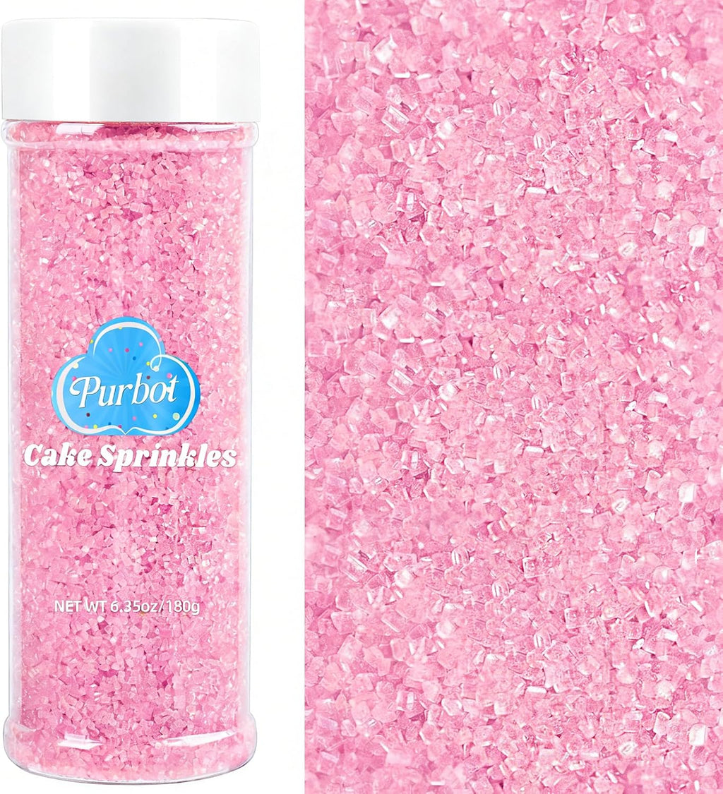 Pink Sprinkles Sanding Sugar for Baking, 6.35 oz Edible Sparkling Sugar Crystals for Cake Cupcake Cookie Ice Cream Topping