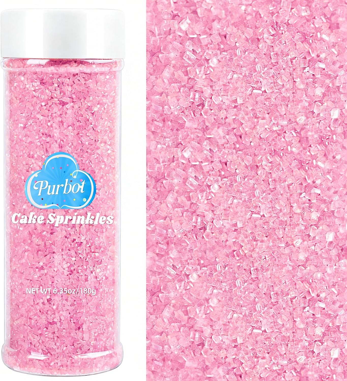 Pink Sprinkles Sanding Sugar for Baking, 6.35 oz Edible Sparkling Sugar Crystals for Cake Cupcake Cookie Ice Cream Topping