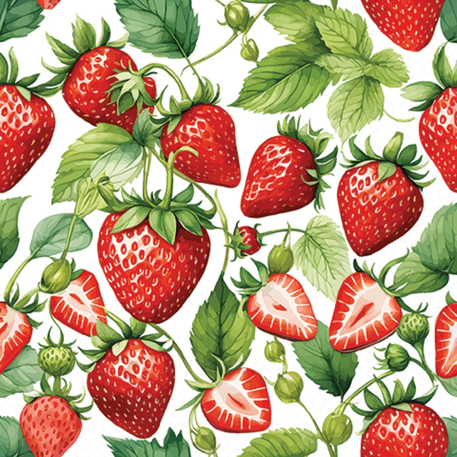 IHR Ideal Home Range Party Napkins Disposable 3-Ply Paper Lunch Napkin Pack, 6.5" x 6.5", Fresh Strawberries, 20-Count