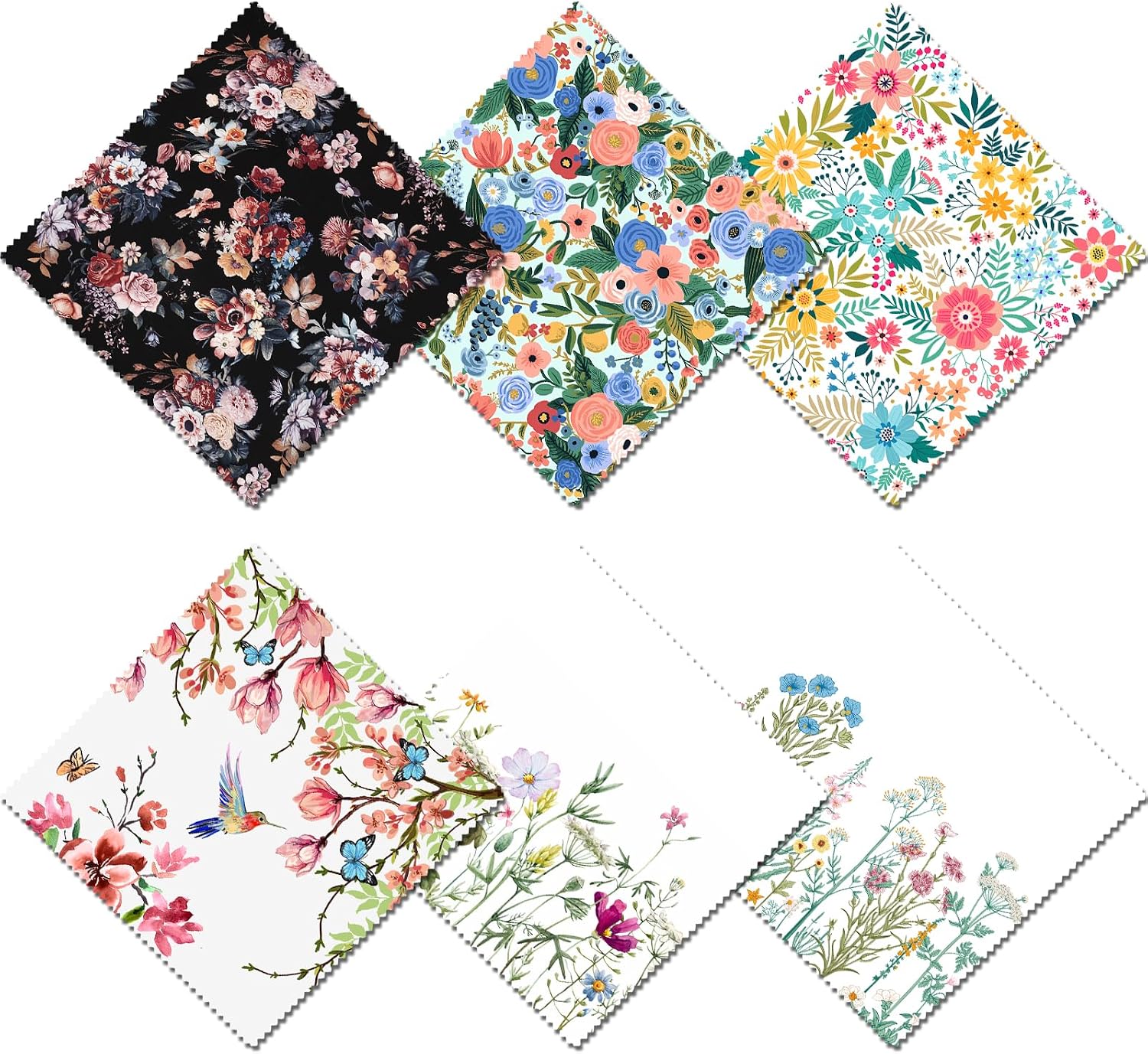 6 PCS Glasses Cleaning Cloth Eyeglass Cleaning Cloth Lens Eyeglasses Microfiber Cute Aesthetic Cloth for Unisex Women Girls Reusable Phone Screens Camera Multi-Patterns(6.3"x6.3")-Flowers Floral