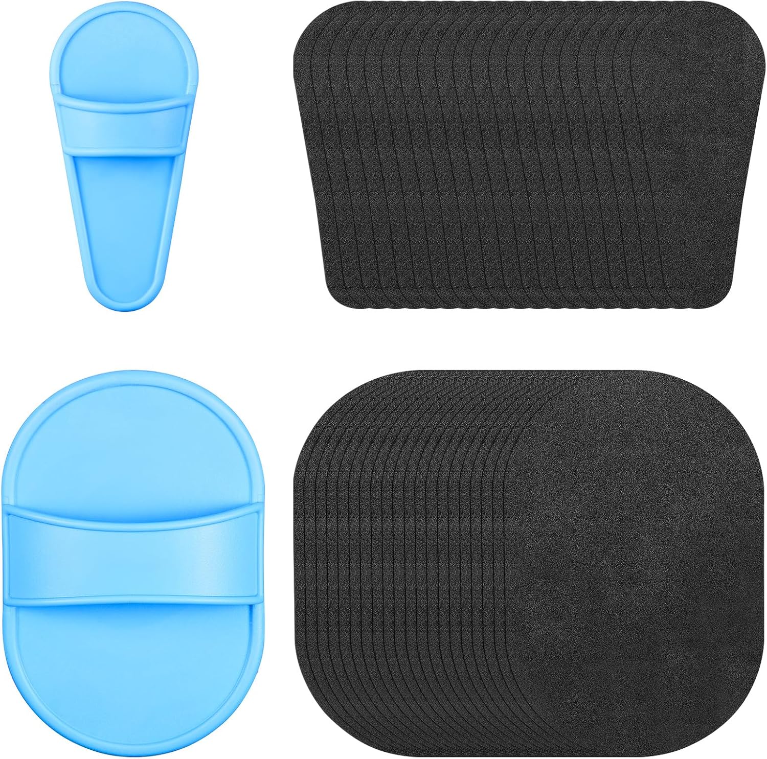 Chumia 102 Pieces Hair Removal Pad Sets Smooth Away Women, 2 Sizes Smooth Legs Skin Pad and 100 Pieces Exfoliation Fine Sandpaper, Lip Facial Leg Hair Removal Kit for Women (Blue)
