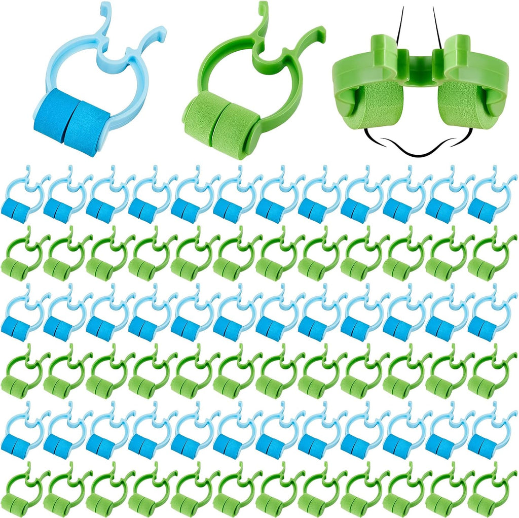 Fabbay 100 Pcs Stop Nosebleeds Clip Nose Bleed Stopper Nasal Clip for Adult Emergency Accident, Blue and Green