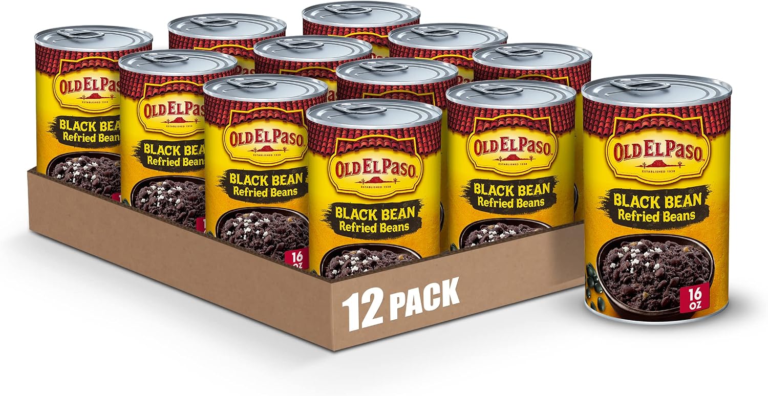 Old El Paso Black Bean Refried Beans, 16 oz. (Pack of 12)