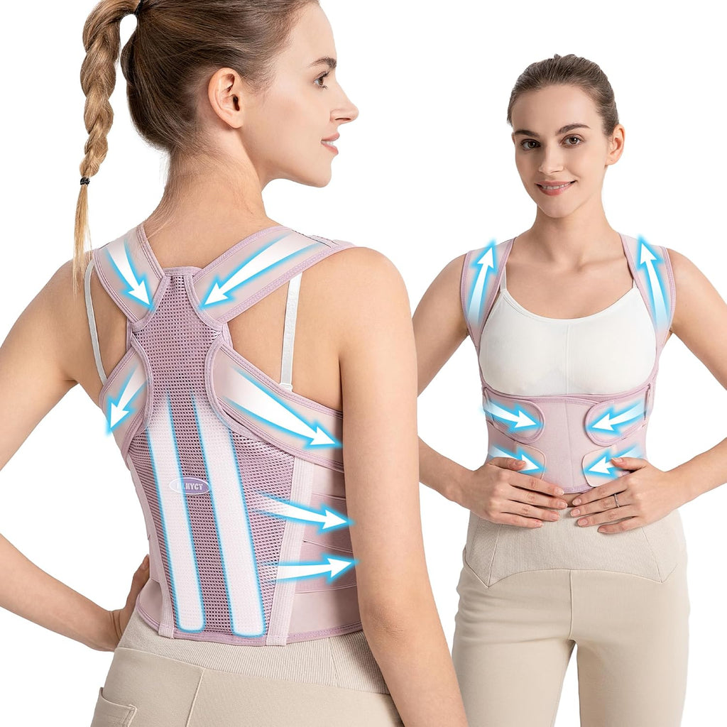NLNYCT Posture Corrector for Women – 2-in-1 Back Brace with Shoulder Support, Adjustable Full Back Straightener for Hunchback, Scoliosis & Spine Alignment, Upper & Lower Back Pain Relief Small/Medium