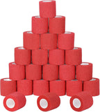 24 Pack Self Adherent Cohesive Wrap Bandages Non Woven Cohesive Bandage Elastic Self Adhesive Bandage Wrap Sports Athletic Tape First Aid Tape for Wrist Ankle Pet Vet Wrap Grip Cover 2 inch (Red)