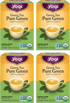Yogi Tea Pure Green Tea - 16 Bags per Pack (4 Packs) - Organic - Supports Overall Health & Provides Antioxidants