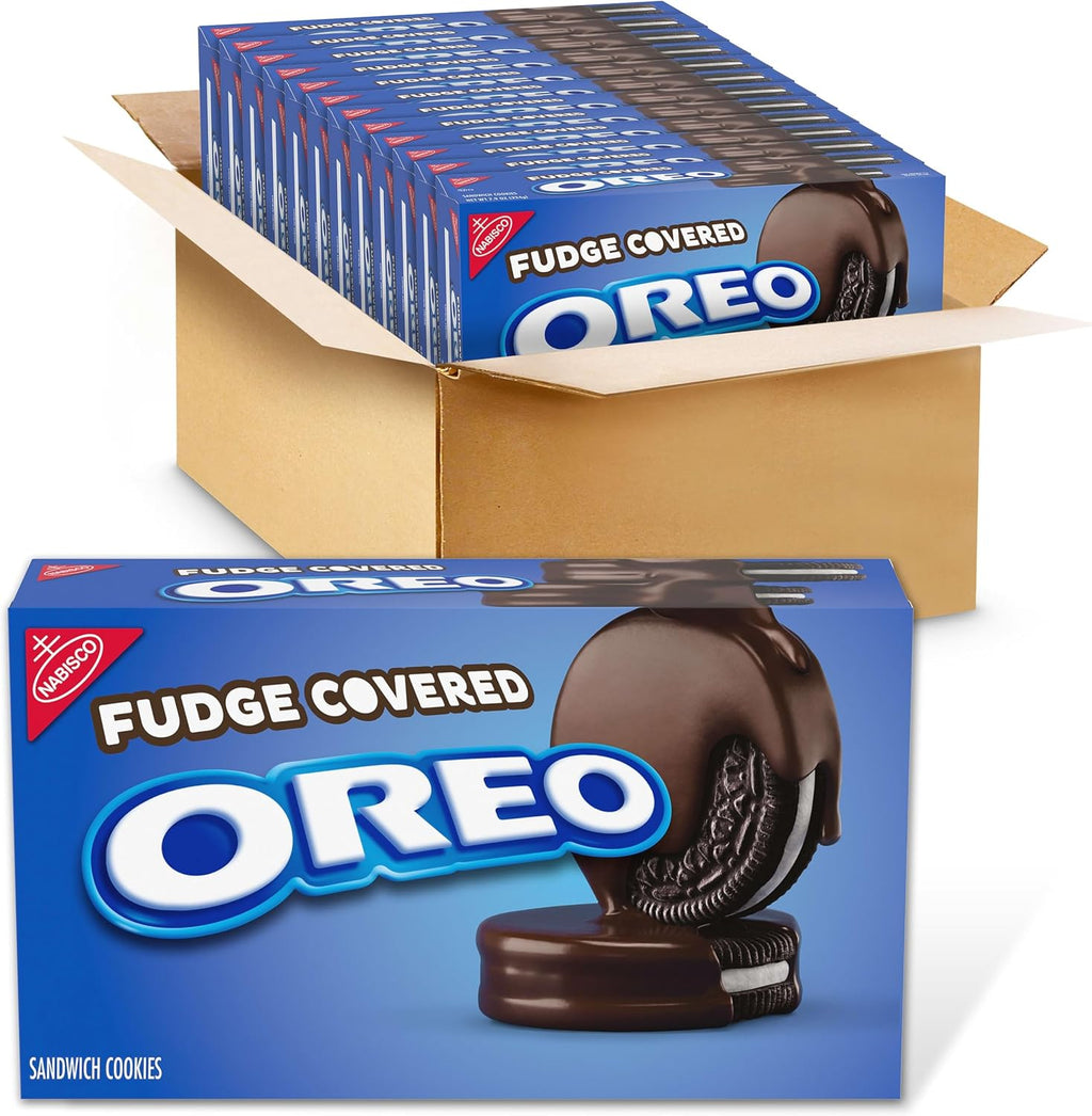 OREO Fudge Covered Chocolate Sandwich Cookies, Original Flavor, 12 - 7.9 oz Boxes