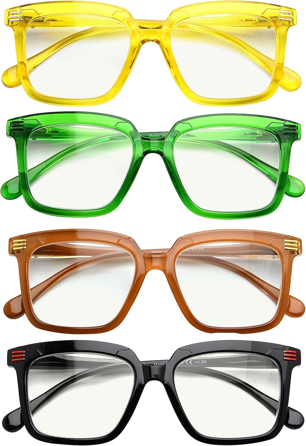 CessBlu 4 Pack Progressive Multifocal Reading Glasses Blue Light Blocking Eyeglasses for Women