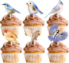 18pcs Glitter Dessert Cupcake Topper Flying Bird Nature Theme Decor Supplies Baby Shower Boys Girls Happy Birthday Party Decorations