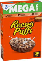 REESE'S PUFFS Chocolatey Peanut Butter Cereal, Kids Breakfast Cereal, Mega Size, 29 oz