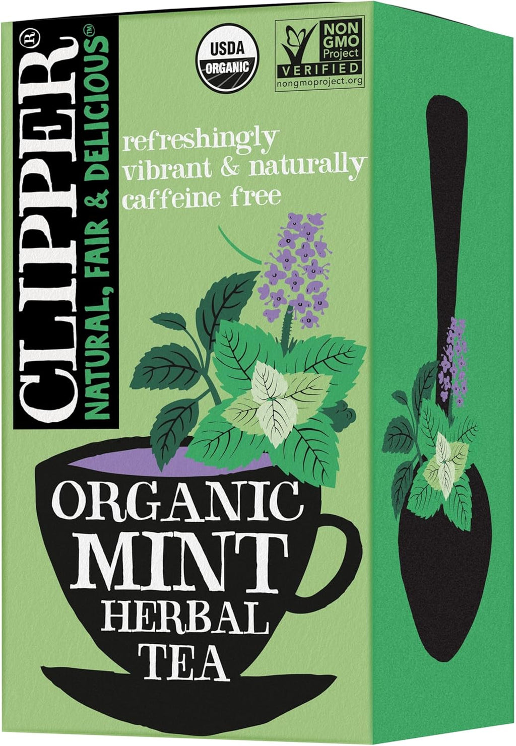 Clipper Tea Mint Herbal Teabags – Caffeine Free, USDA Organic, Great Hot or Iced – Refreshing, Natural, Fair & Delicious – 20 Tea Bags